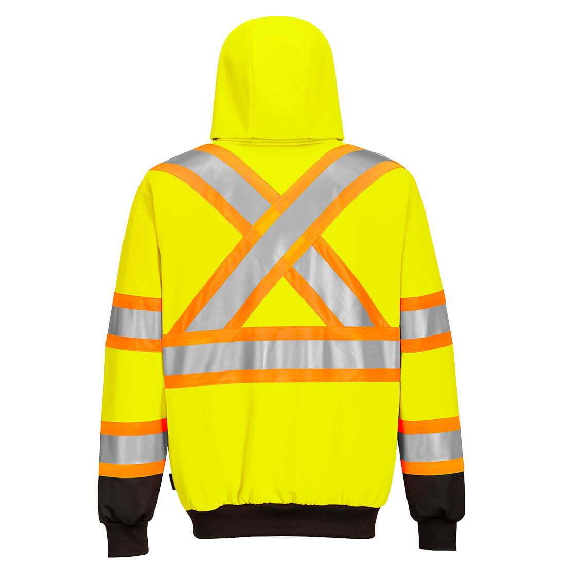 Portwest CA170 Hi-Vis X Back Contrast Tape Zipped Hoodie - Yellow, back