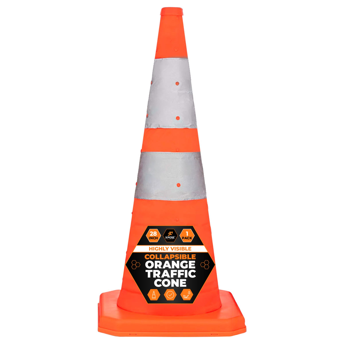 Xpose Safety 28" Collapsible Traffic Cone - Orange