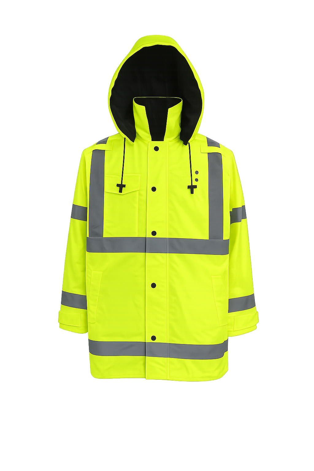 Petra Roc LBPJRV34-C3 ANSI Class 3 Reversible Waterproof Mid-Thigh Raincoat - Lime/Black