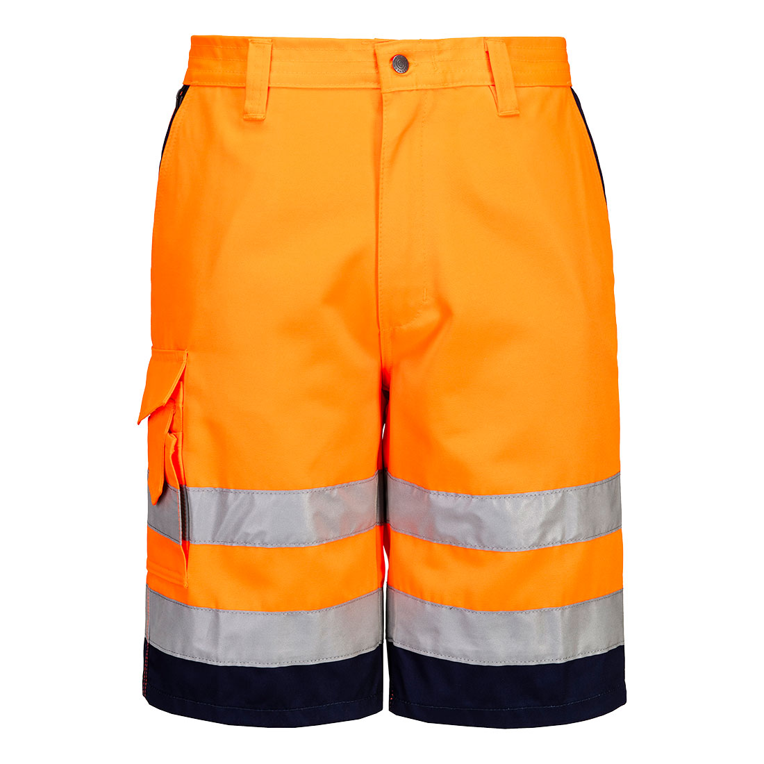 Portwest E043 Hi-Vis Polycotton Shorts - Orange/Navy, front