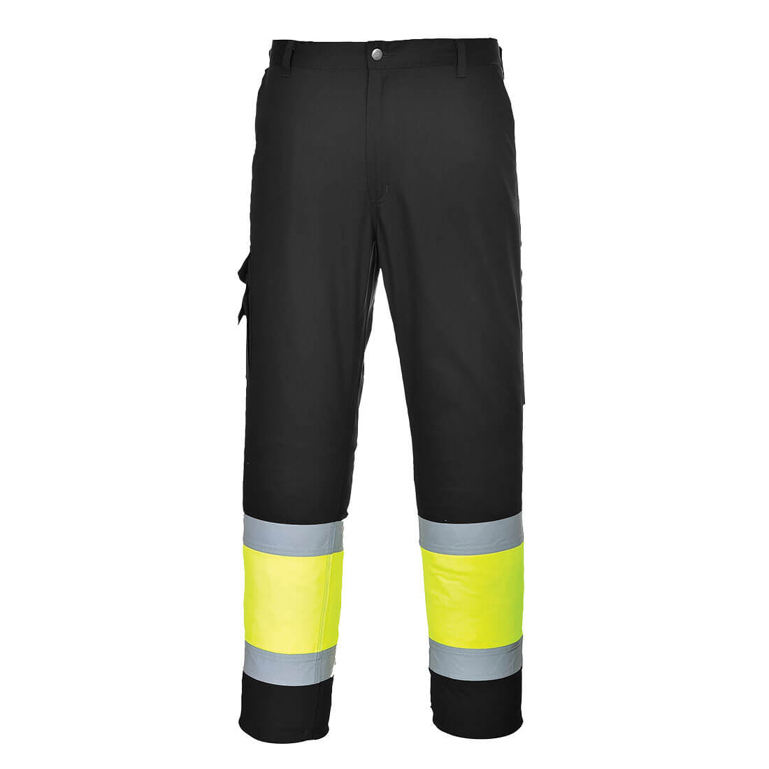 Portwest E049 Hi-Vis Contrast Class 1 Service Pants - Yellow/Black, front