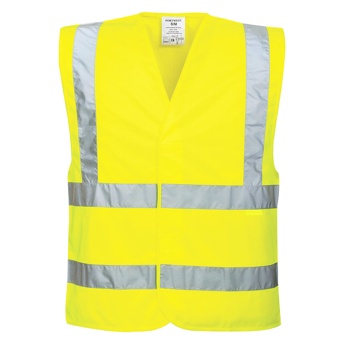 Portwest EC76 Eco Hi-Vis Band and Brace Vest (10 Pack) - Yellow, front