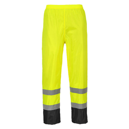 Portwest H444 Hi-Vis Contrast Rain Pants - Yellow/Black, front