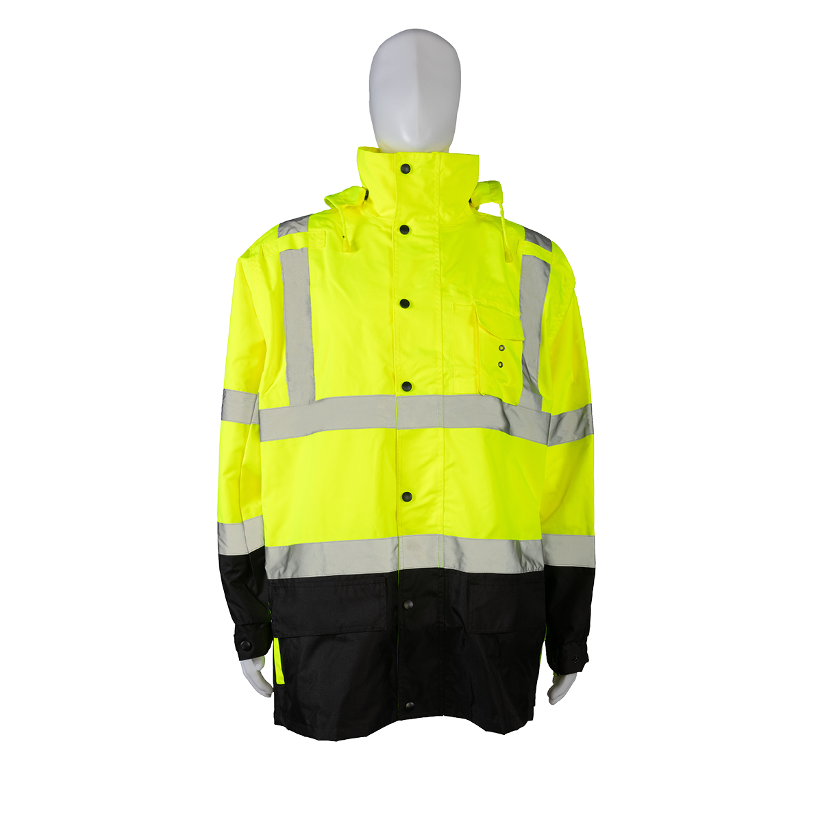 Petra Roc LBPJLW-C3 ANSI Class 3 Waterproof Lightweight Parka / Trench Coat - Lime/Black