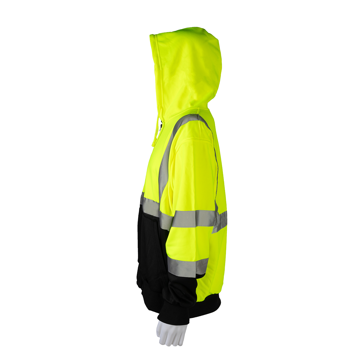 Petra Roc LBZHSW-C3 ANSI Class 3 Two-Tone Zip-Up Hooded Sweatshirt - Lime/Black