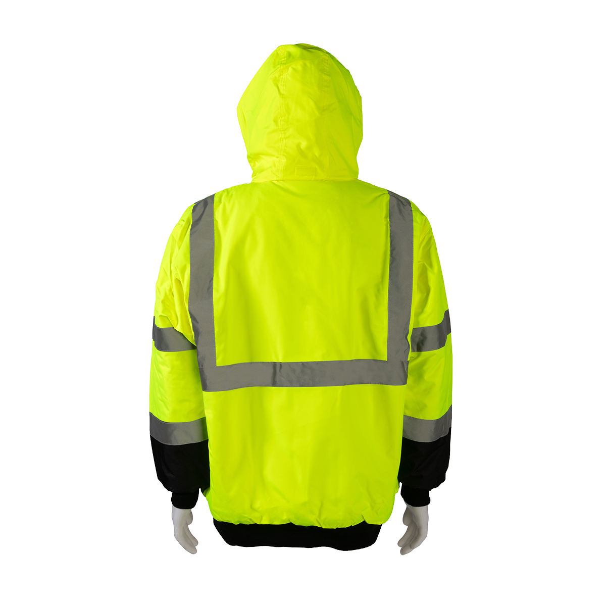 Petra Roc LQBBJ-C3 ANSI Class 3 Black-Bottom Waterproof Quilted Bomber Jacket - Lime/Black