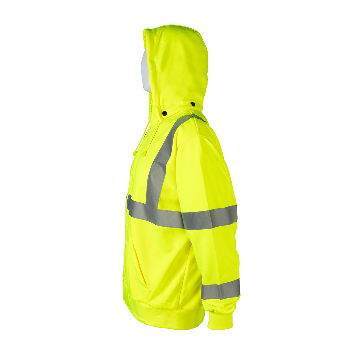 Petra Roc LSWS-C3 ANSI Class 3 Zip-Up Sweatshirt with Detachable Hood - Lime