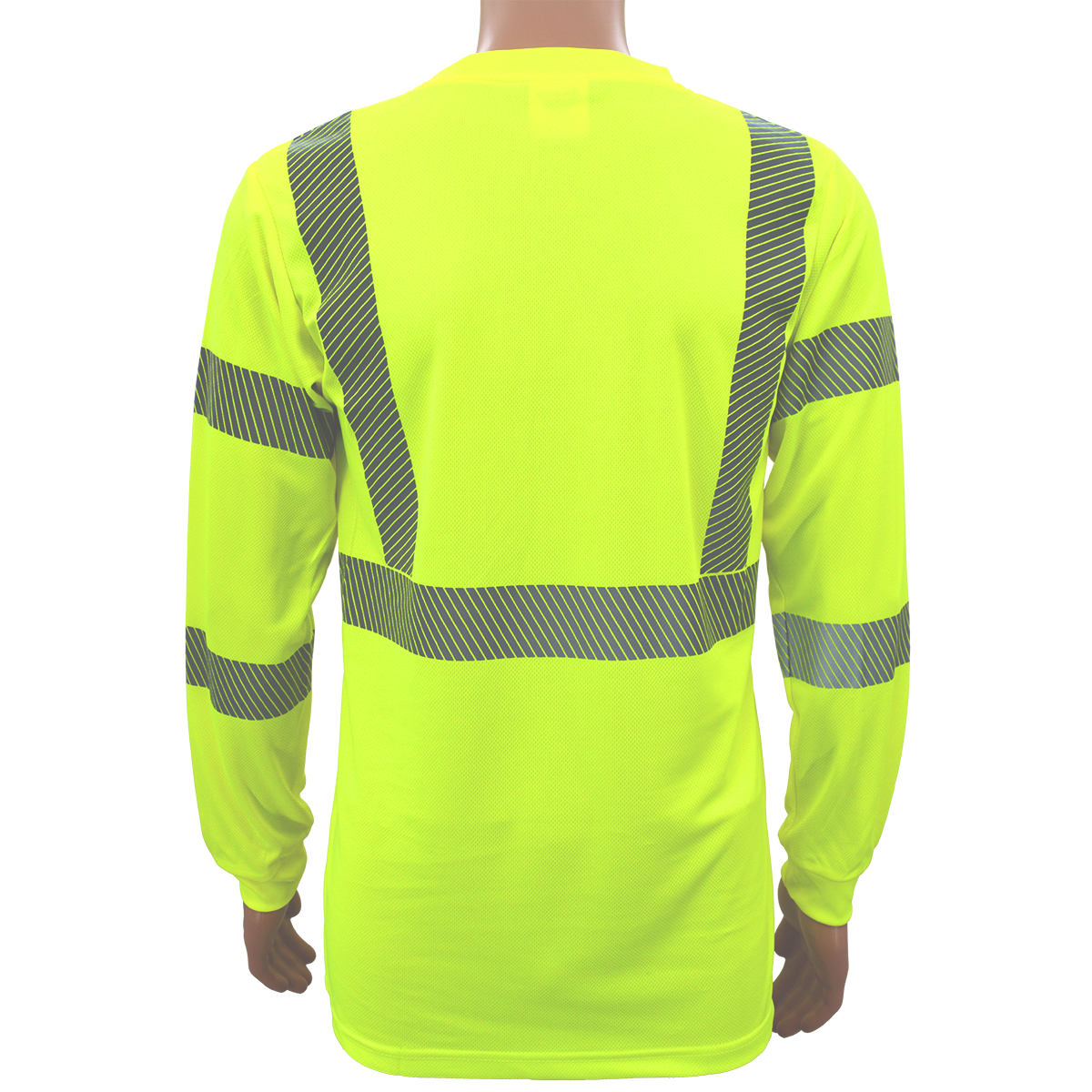 Petra Roc LTSL3-NEW ANSI Class 3 Birdseye Mesh Long Sleeve T-Shirt with Segmented Tape - Lime
