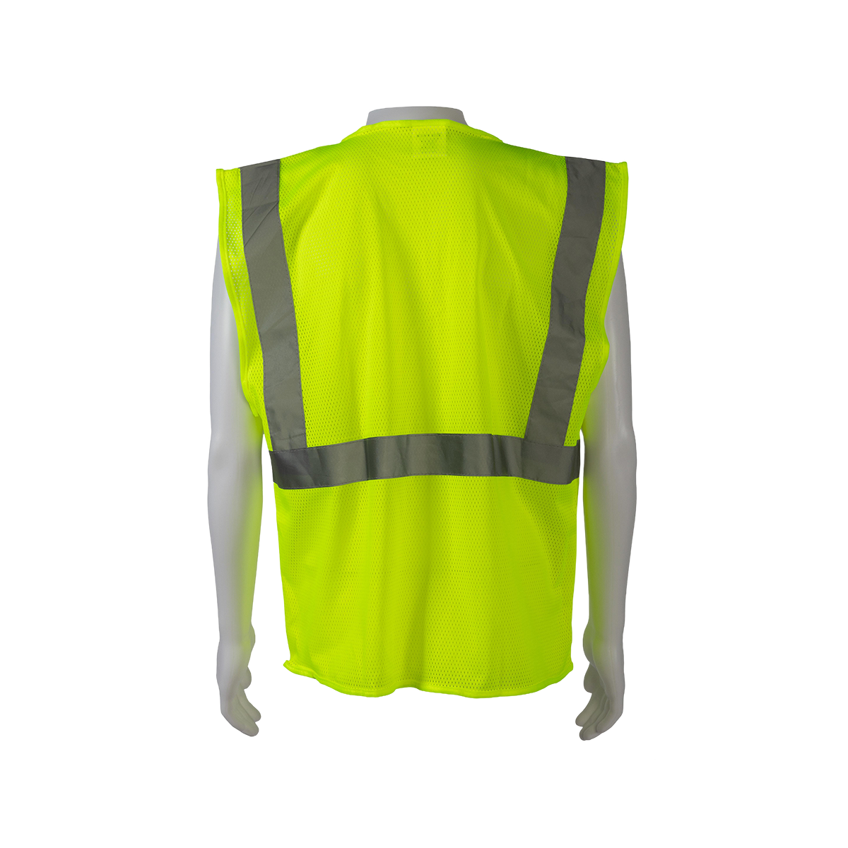 Petra Roc LV2-FSMB ANSI Class 2 Solid Front Mesh Back 4-Pocket Safety Vest - Lime