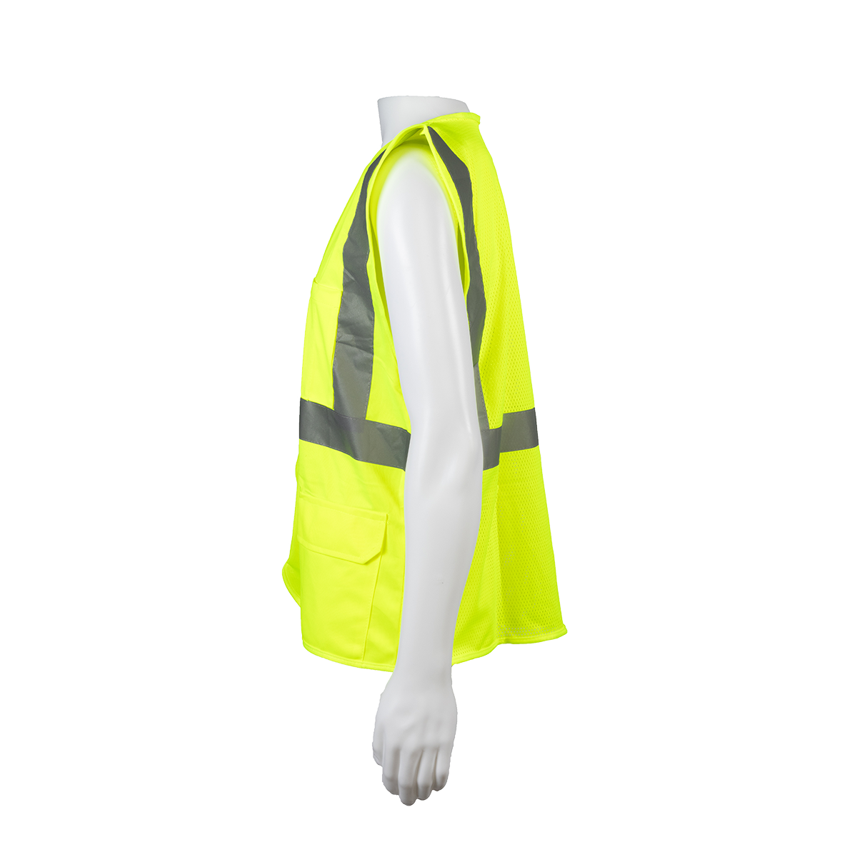 Petra Roc LV2-FSMB ANSI Class 2 Solid Front Mesh Back 4-Pocket Safety Vest - Lime
