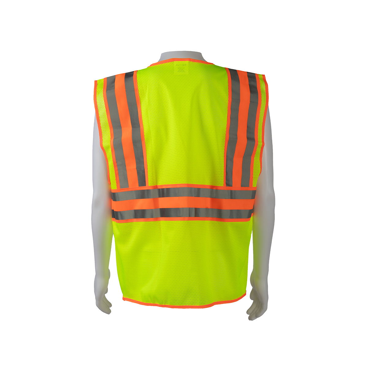 Petra Roc LV2-FSMBCB2 ANSI Class 2 Solid Front Mesh Back Two-Tone DOT Surveyor Vest - Lime/Orange