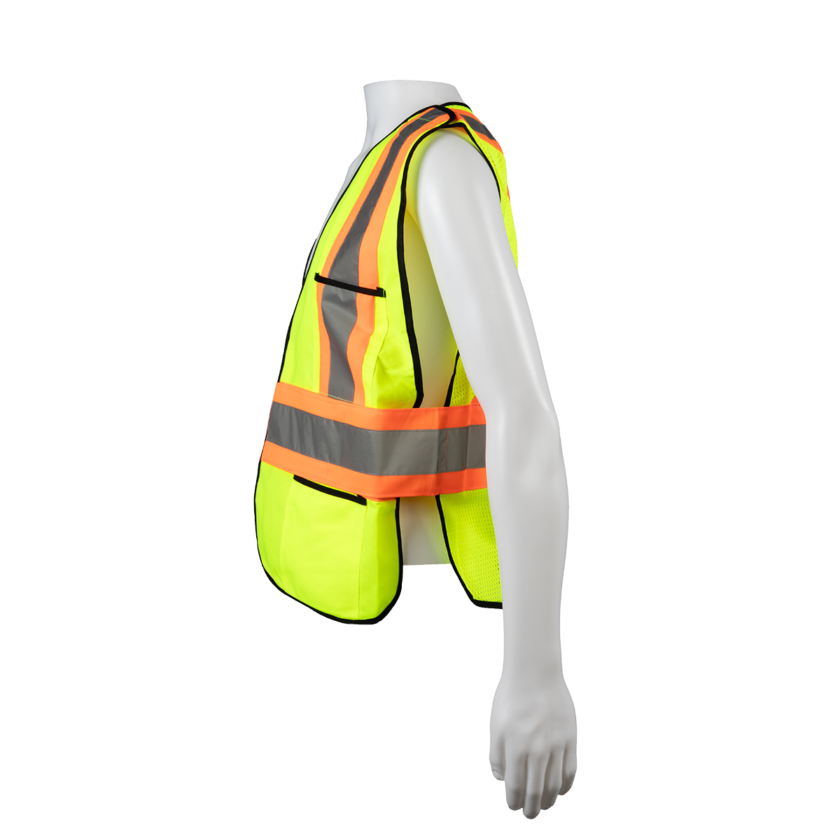 Petra Roc LV2-PSVCSA ANSI & CSA Public Safety Vest, Solid Front Mesh Back with Reflective X - Lime