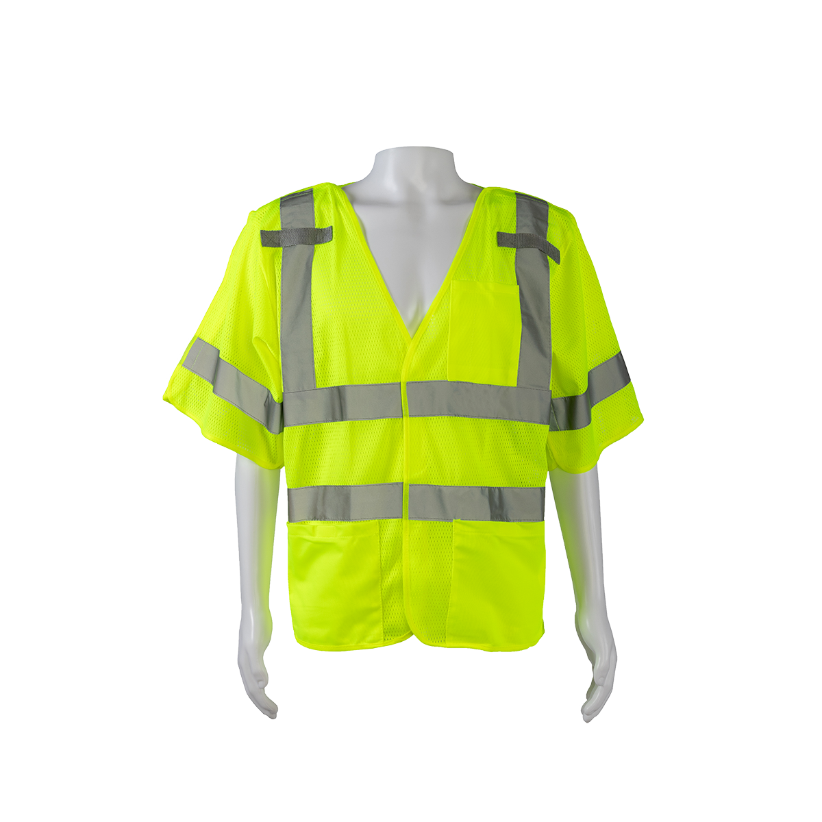 Petra Roc LVM3-5PB ANSI Class 3 Mesh Breakaway Short Sleeve Vest - Lime