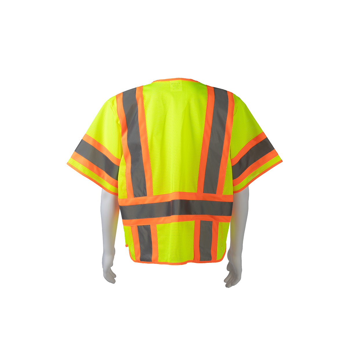 Petra Roc LVM3-5PB-CB1 ANSI Class 3 Two-Tone Deluxe Mesh Breakaway Short Sleeve Vest - Lime/Orange