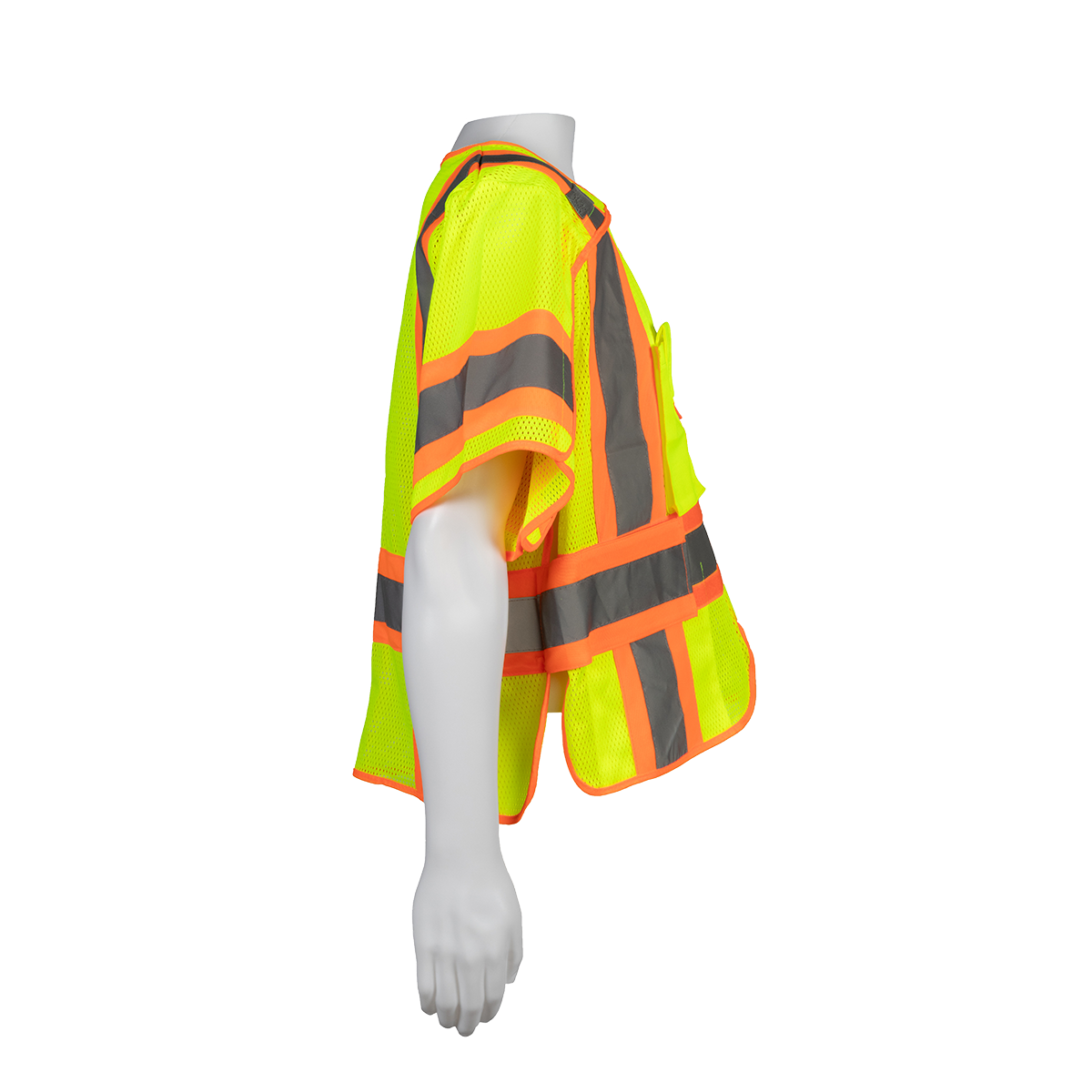 Petra Roc LVM3-5PB-CB1 ANSI Class 3 Two-Tone Deluxe Mesh Breakaway Short Sleeve Vest - Lime/Orange