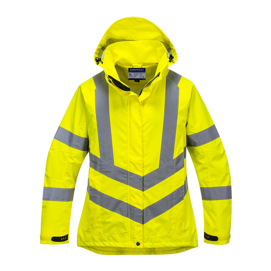 Portwest LW70 Hi-Vis Women's Breathable Rain Jacket - Yellow, front