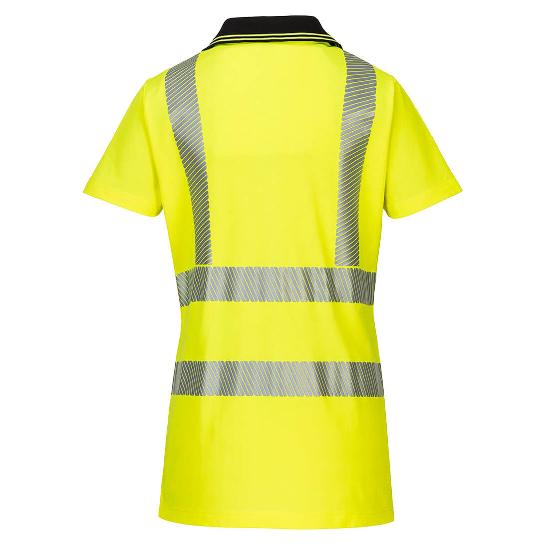 Portwest LW72 Hi-Vis Women's Cotton Comfort Pro Polo Shirt S/S - Yellow/Black, back