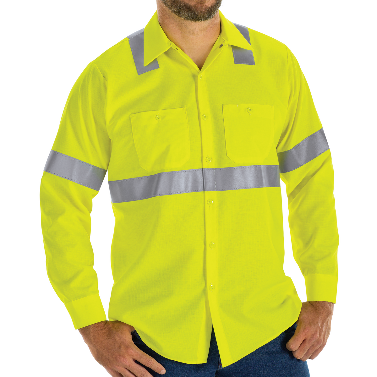 SY14HV Hi-Vis Long Sleeve Ripstop Work Shirt - Type R Class 2