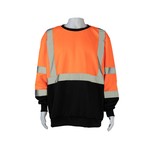 Petra Roc OBCSW-C3 ANSI Class 3 Two-Tone Crew Neck Sweatshirt - Orange/Black