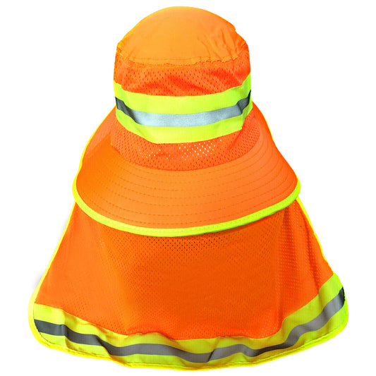 Petra Roc ORH-FBNS Hi-Vis Full Brim Ranger Sun Hat with Mesh Neck Shade - Orange