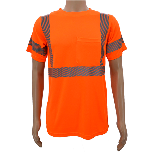 Petra Roc OTS3-NEW ANSI Class 3 Birdseye Mesh Short Sleeve T-Shirt with Segmented Tape - Orange