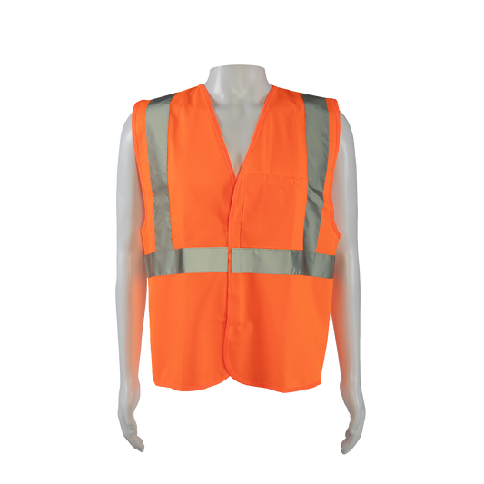 Petra Roc OV2-EC ANSI Class 2 Economy Solid Safety Vest with Hook & Loop Closure - Orange