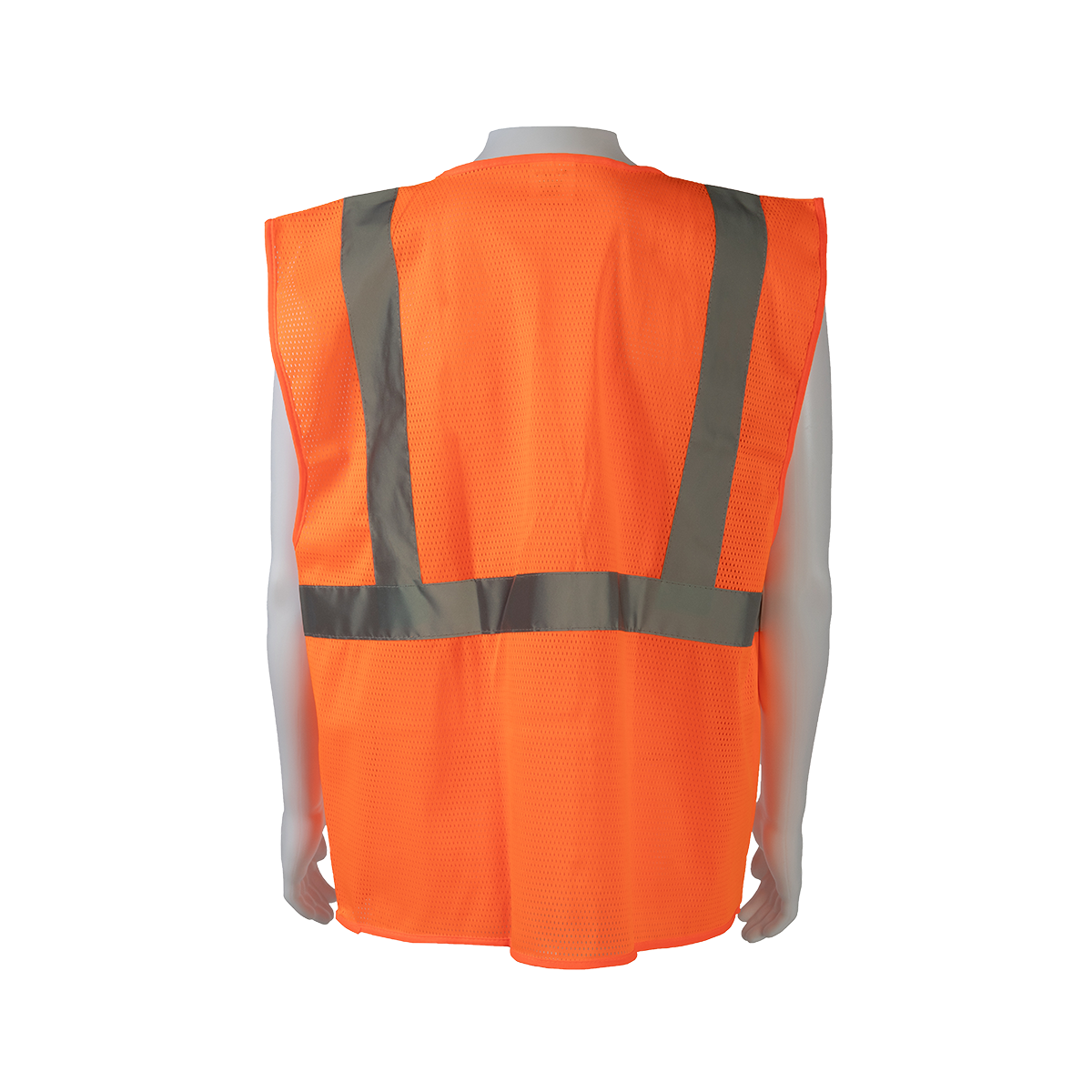 Petra Roc OV2-FSMB ANSI Class 2 Solid Front Mesh Back 4-Pocket Safety Vest - Orange