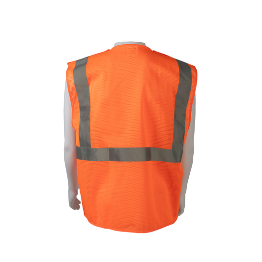 Petra Roc OVM2-5PB ANSI Class 2 Mesh 5-Point Breakaway Safety Vest - Orange