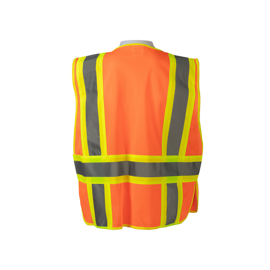 Petra Roc OVM2-PSV ANSI Class 2 Two-Tone Expandable Breakaway Public Safety Vest, Mesh - Orange/Lime