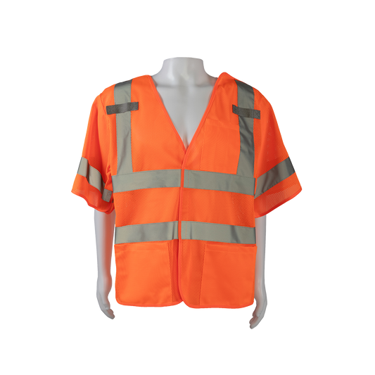 Petra Roc OVM3-5PB ANSI Class 3 Mesh Breakaway Short Sleeve Vest - Orange