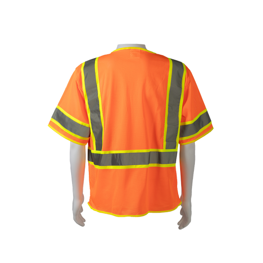 Petra Roc OVM3-CB1 ANSI Class 3 Two-Tone DOT Surveyor Safety Vest, Mesh Deluxe - Orange/Lime