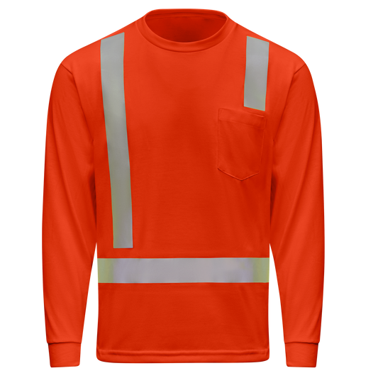 SK17OV Hi-Vis Long Sleeve Pocket T-Shirt - Type R Class 2 - Orange