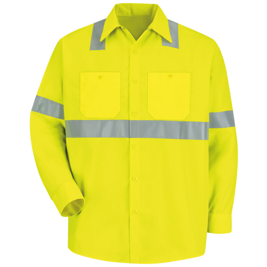 SS14HV Hi-Vis Yellow Long Sleeve Work Shirt - Type R Class 2