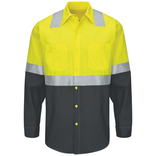 SY14 Hi-Vis Long Sleeve Color Block Ripstop Work Shirt - Type R Class 2