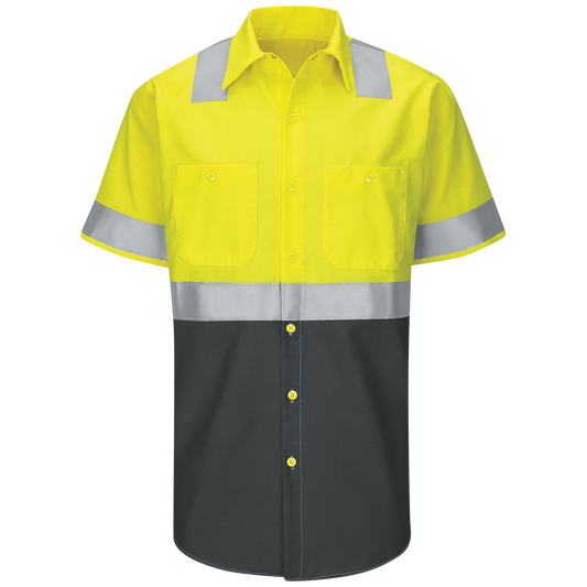 SY24 Hi-Vis Short Sleeve Color Block Ripstop Work Shirt - Type R Class 2