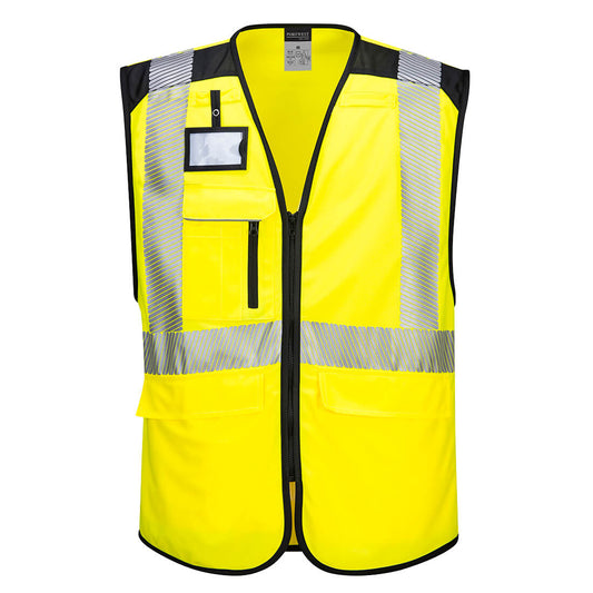 Portwest PW309 PW3 Hi-Vis Executive Vest - Yellow/Black, front