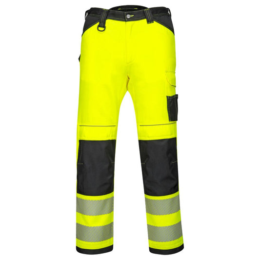 Portwest PW340 PW3 Hi-Vis Work Pants - Yellow/Black, front