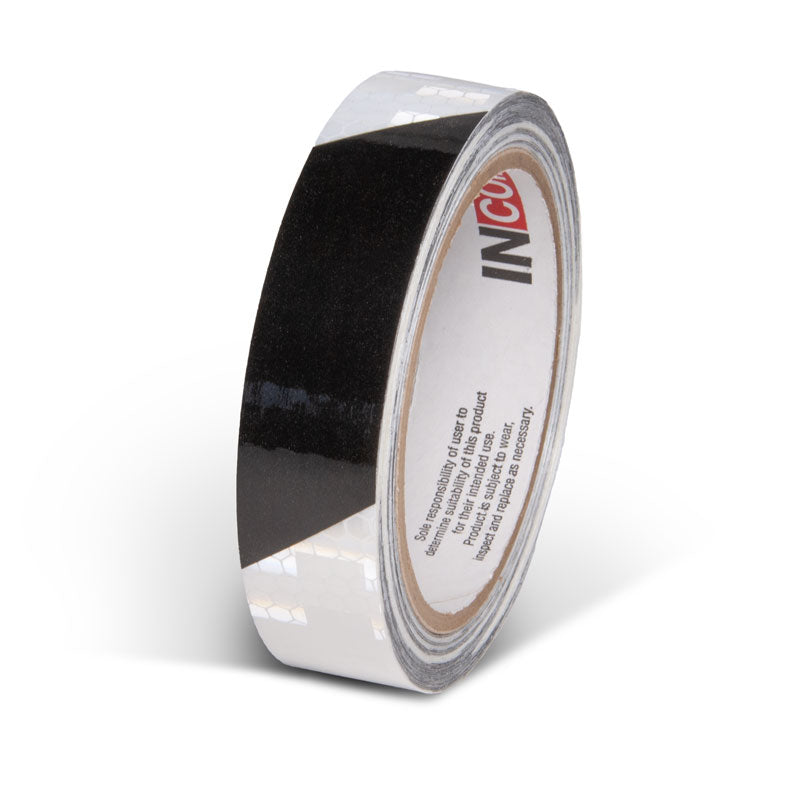 INCOM Prismatic Hazard Stripe Tape Black/White 1 in