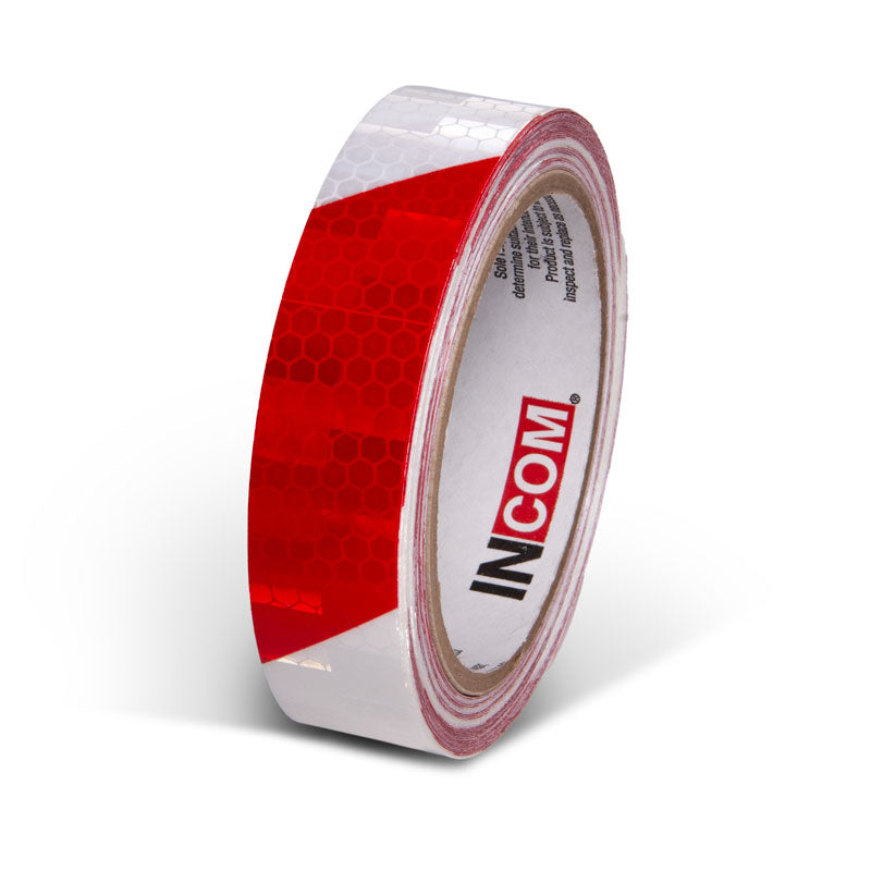 INCOM Prismatic Hazard Stripe Tape Red/White 1 in