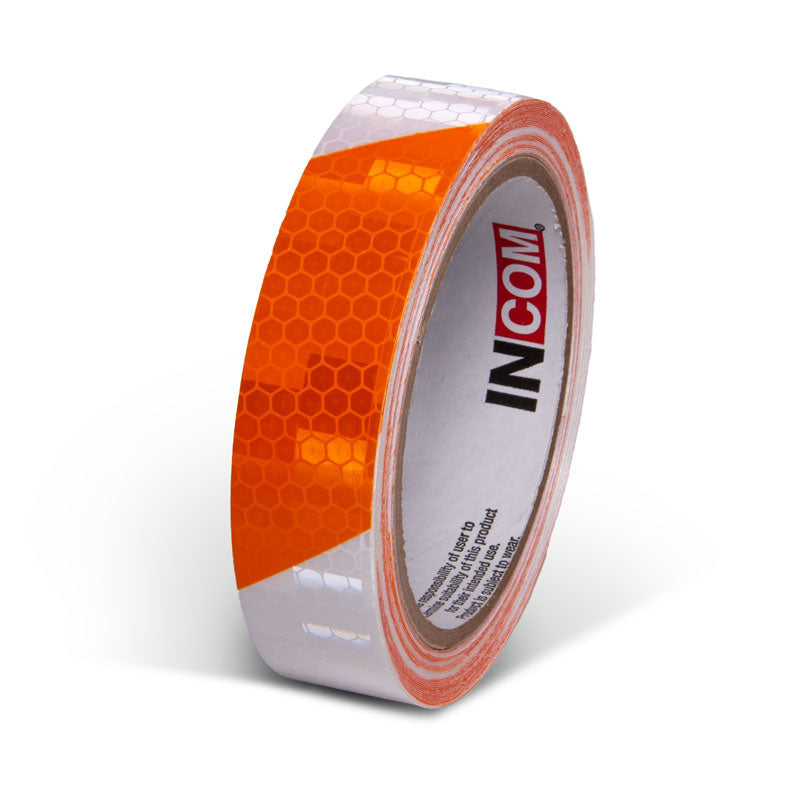 INCOM Prismatic Hazard Stripe Tape Orange/White 1 in