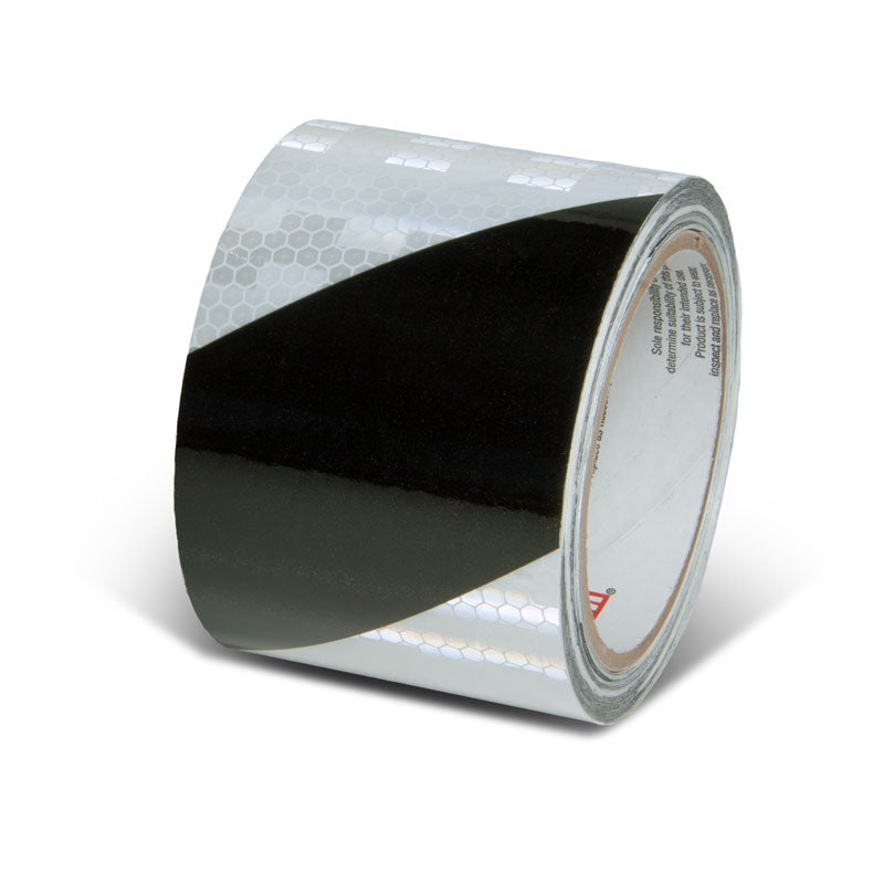 INCOM Prismatic Hazard Stripe Tape Black/White 3 in
