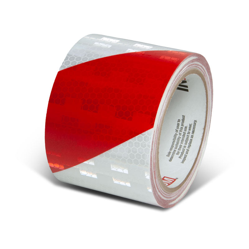 INCOM Prismatic Hazard Stripe Tape Red/White 3 in
