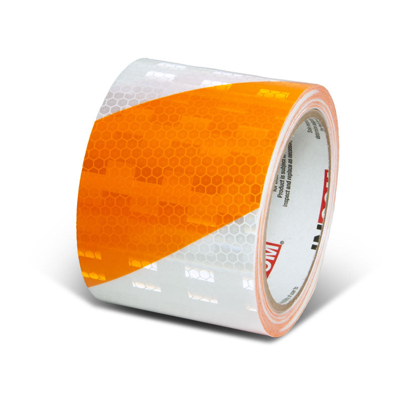 INCOM Prismatic Hazard Stripe Tape Orange/White 3 in