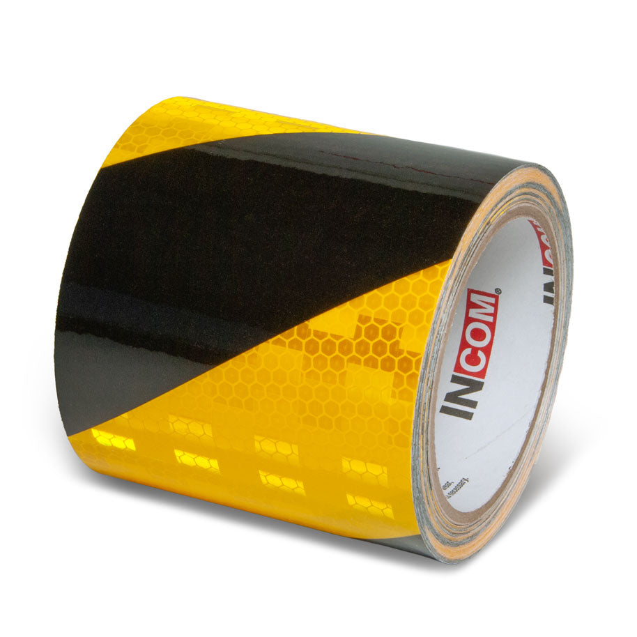 INCOM Prismatic Hazard Stripe Tape Yellow/Black 4 in