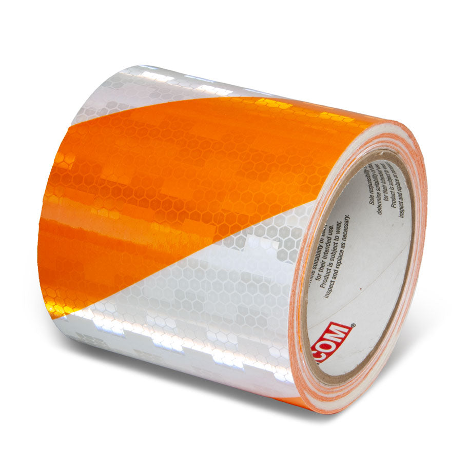 INCOM Prismatic Hazard Stripe Tape Orange/White 4 in