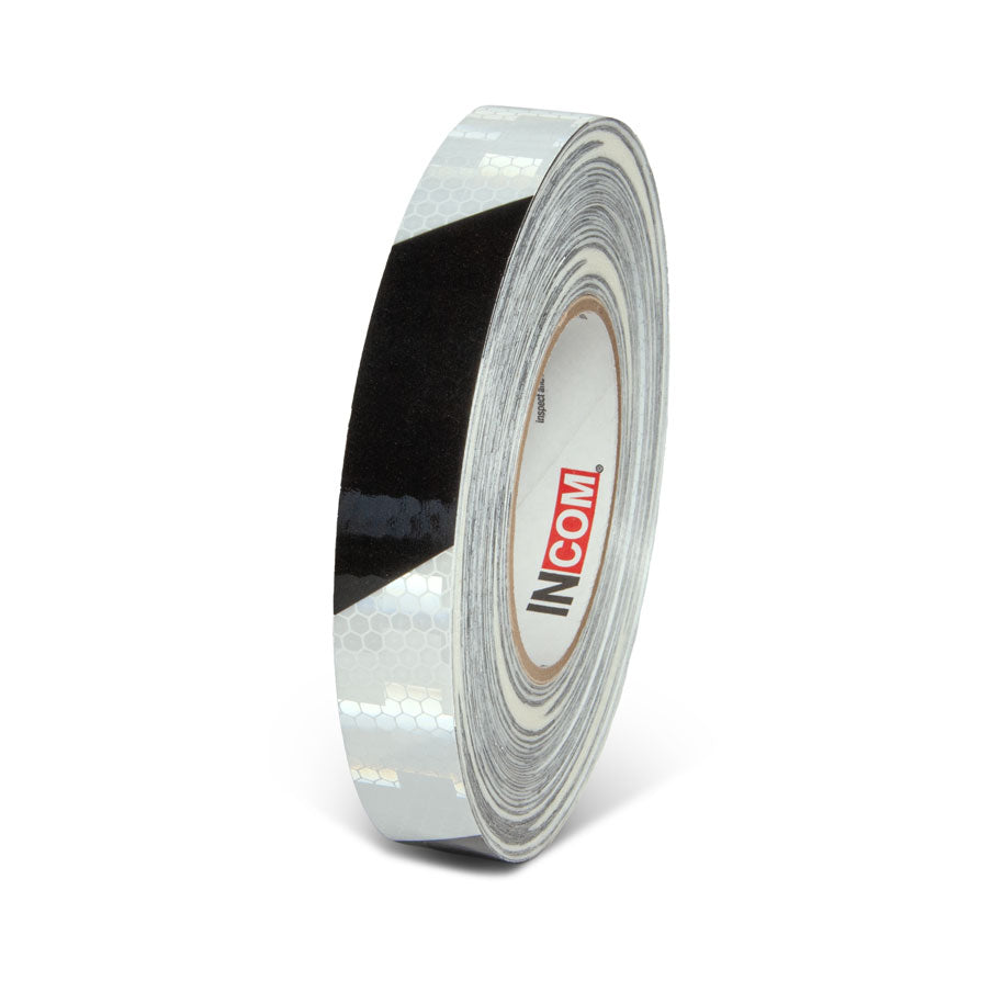 INCOM Prismatic Hazard Stripe Tape 150 ft Black/White 1 in