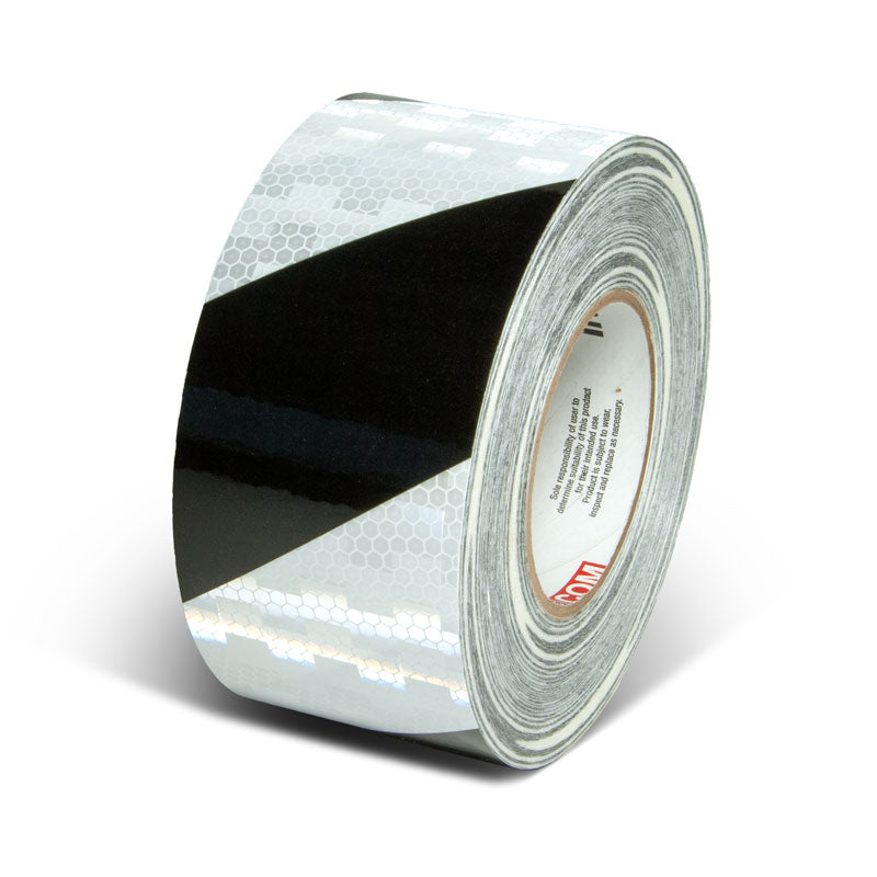 INCOM Prismatic Hazard Stripe Tape 150 ft Black/White 3 in