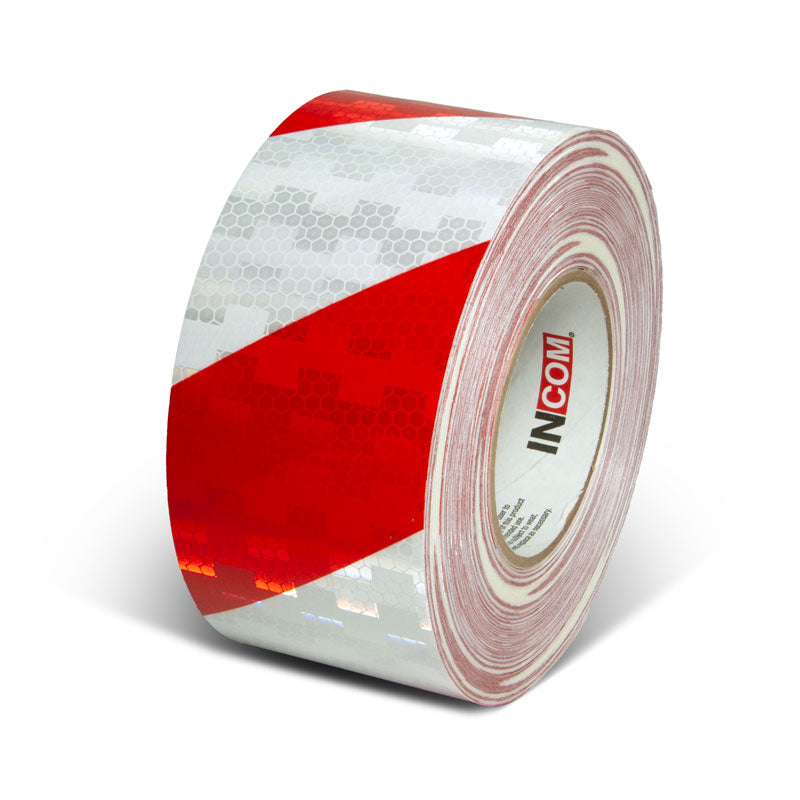 INCOM Prismatic Hazard Stripe Tape 150 ft Red/White 3 in