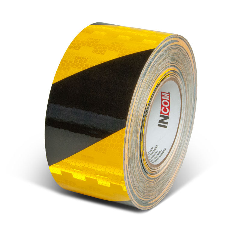 INCOM Prismatic Hazard Stripe Tape 150 ft Yellow/Black 3 in