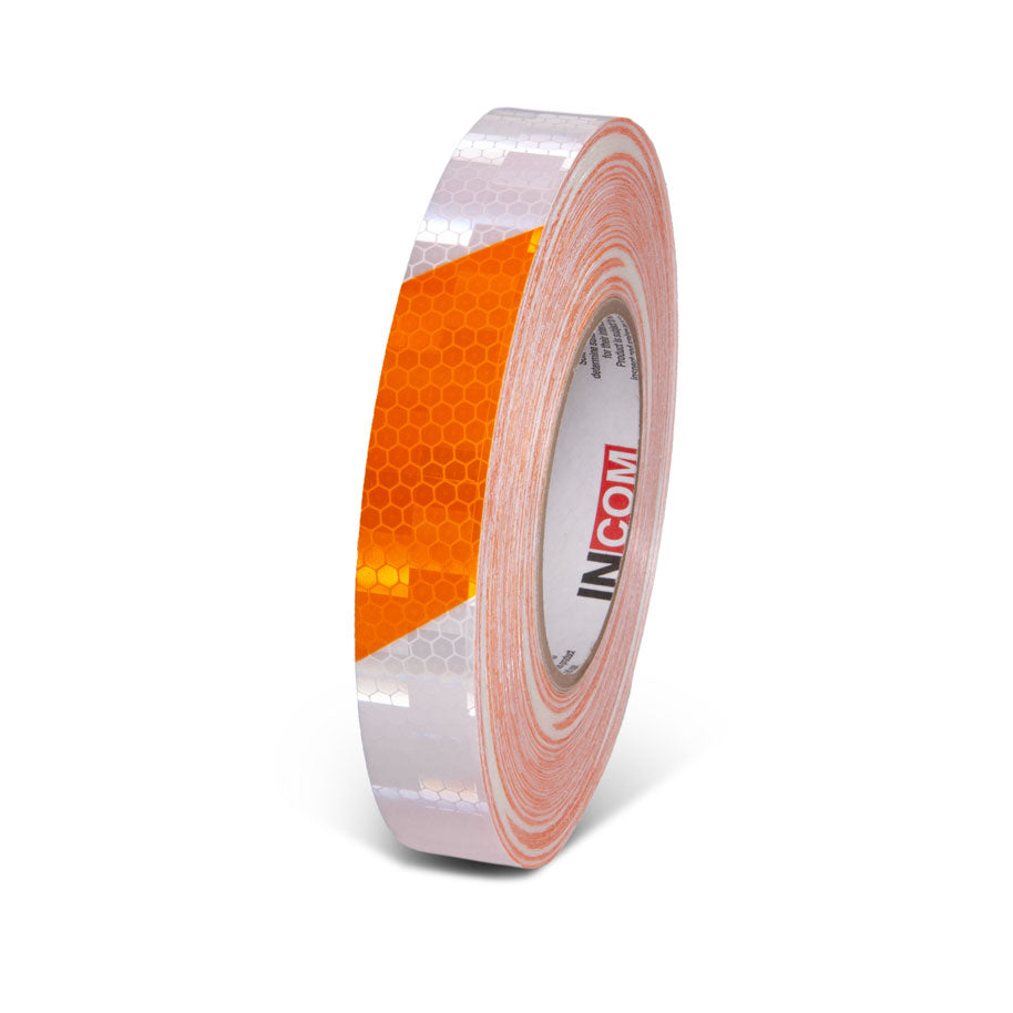 INCOM Prismatic Hazard Stripe Tape 150 ft Orange/White 1 in